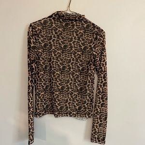 Sheer leopard print long sleeve shirt